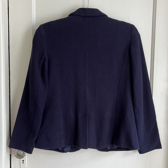 4P Talbots Navy Blue Cotton Knit Blazer Nautical Buttons Fully Lined w/ Pockets - Picture 2 of 11